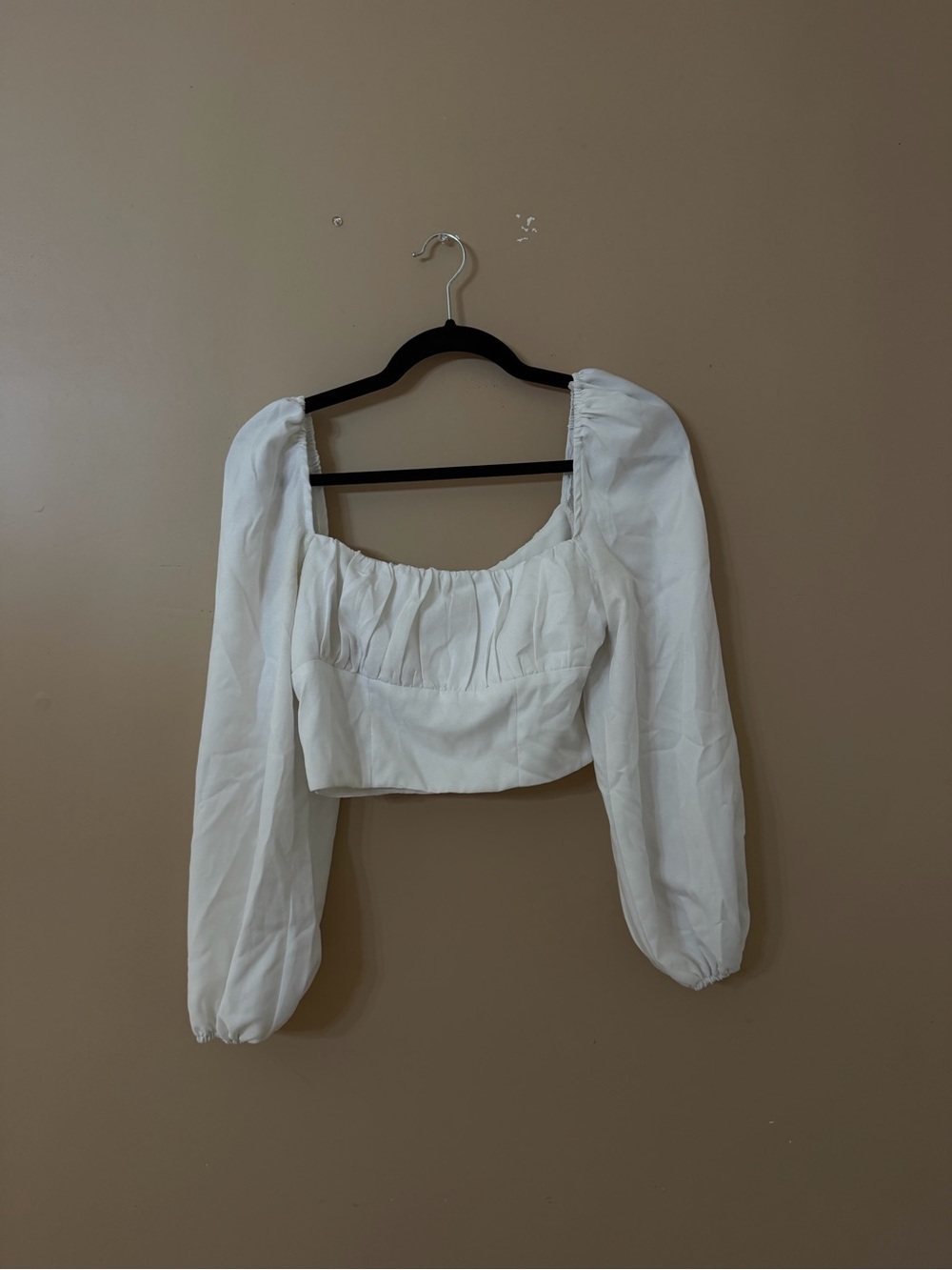 White Puff Sleeve Square Neck Crop Top princess poly.. ready for the weekend